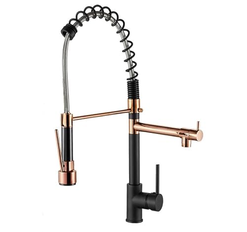 Multifunktionales Doppelauszug Feder Wasserhahn Küche Spüle Wasserhahn heiß und kalt, Roségold LWX von YCVAWEOD
