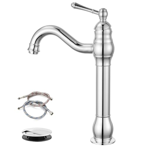 Poliertes Chrom -Badezimmer Gefäßspüle Wasserhahn - Eingriff Toilettenmischer Tap 360 ° Schwenkviertel hoher Ausguss mit Pop -up -Abflussdeck -Halterung für moderne Waschtische LWX Poliertes Chrom -Badezimmer Gefäßspüle Wasserhahn - Eingriff Toilettenmischer Tap 360 ° Schwenkviertel hoher Ausguss mit Pop -up -Abflussdeck -Halterung für moderne Waschtische LWX von YCVAWEOD