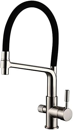 Pull Down Küchenspülbeckenmischer -Hahn mit Dual -Funktion -Sprühgerät und Wasserfilter 3 -Wege Küchenarmatur mit schwarzem Gummi -Duschschlauch gebürstetem Nickel Finish LWX Pull Down Küchenspülbeckenmischer -Hahn mit Dual -Funktion -Sprühgerät und Wasserfilter 3 -Wege Küchenarmatur mit schwarzem Gummi -Duschschlauch gebürstetem Nickel Finish LWX von YCVAWEOD
