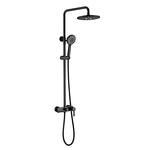 YCVAWEOD Regendusche Eingriff Dusche Combo Set Wall montiertes Badezimmer Duschhahn mit Duschkopf, Handheld -Dusche, Wasserfallwanne, gebürstete Golddekoration (gebürstetes Gold) LWX von YCVAWEOD