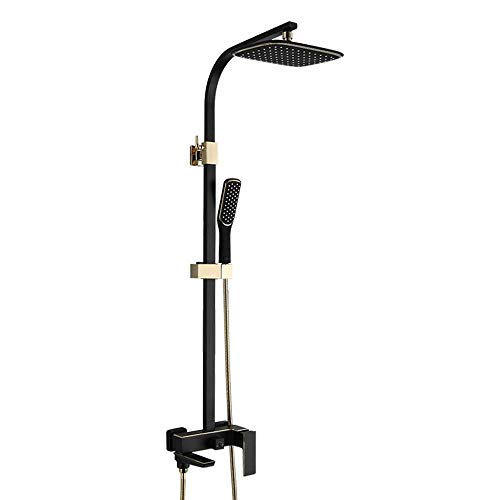 YCVAWEOD Regenduschsystem, Schwarz -Gold -Regenmixer -Dusch -Kombination Set Wandmontierte freiliegende Badezimmer Duscharmatur Set mit Duschkopf, Handheld -Dusche, Wanne Spout LWX von YCVAWEOD