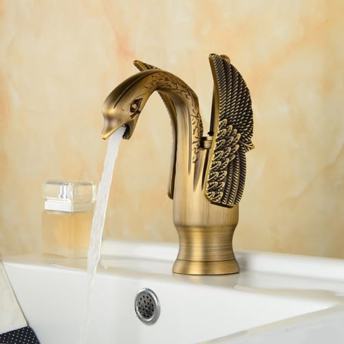 YCVAWEOD Retro -Badezimmer -Tap Eingriff Antique Taps Basin Deck montiertem Mixer Tap Messing, Antik, Hoch LWX von YCVAWEOD