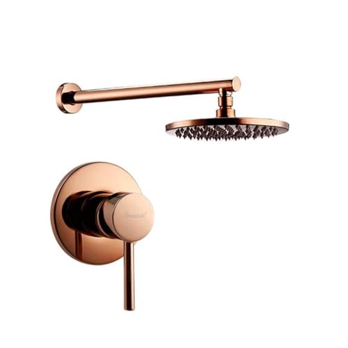 YCVAWEOD Roségold-Dusche Badezimmer Solides Messinter-Ventil-Wasserhahn mit 8-12 Zoll rundem Kopf (8-Zoll) LWX von YCVAWEOD