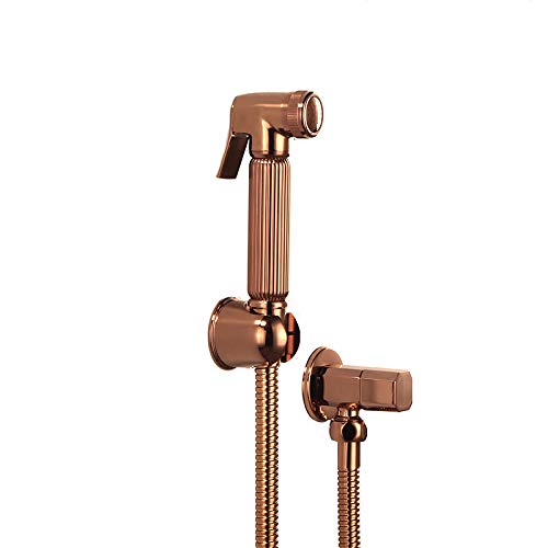 Roségold -Messing Bidet Spray Set mit quadratischer Hand Duschwand montiertes Bad Bidet Wasserhahn für hygienische Toilettensprühmaschine LWX von YCVAWEOD