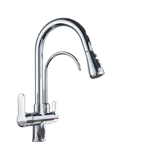 Schlanker Chromküchenarmatur mit Pulldown -Wasserfilter 2/3way Mixer TAP Kaltwasserspüle Wasserhahn Modernes Küchen -Skulptur -Design Gold/Schwarze Optionen verfügbar LWX von YCVAWEOD