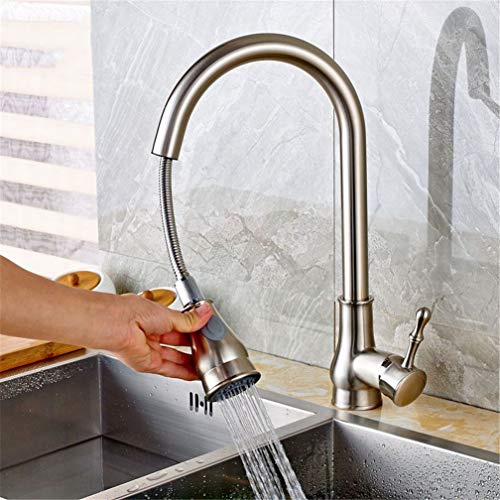 YCVAWEOD Schwarz ∕ Chrom ∕ goldene Messing Küche Spüle Wasserhahn 360 Grad Drehung ausziehen Küchenkran 2 Funktionsschalter Wasserauslassmixer Tap Deck montiert Eingriff, schwarz LWX von YCVAWEOD