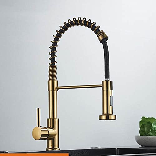 Schwarz -Gold -Küche Wasserhahn Pulldown Sprühgerät Dual -Wasser -Modi Einer Griff Heißer und Kaltmischer gebürstetes Goldbecken für moderne Waschbecken LWX Schwarz -Gold -Küche Wasserhahn Pulldown Sprühgerät Dual -Wasser -Modi Einer Griff Heißer und Kaltmischer gebürstetes Goldbecken für moderne Waschbecken LWX von YCVAWEOD