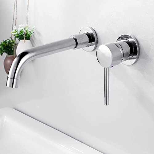 YCVAWEOD Schwarze Matte Wandhalterung Waschbecken Wasserhahn Eingang Einer Griff Heißer kaltes Wassermischer Hack Messing gebürstete Gold Finish LWX von YCVAWEOD