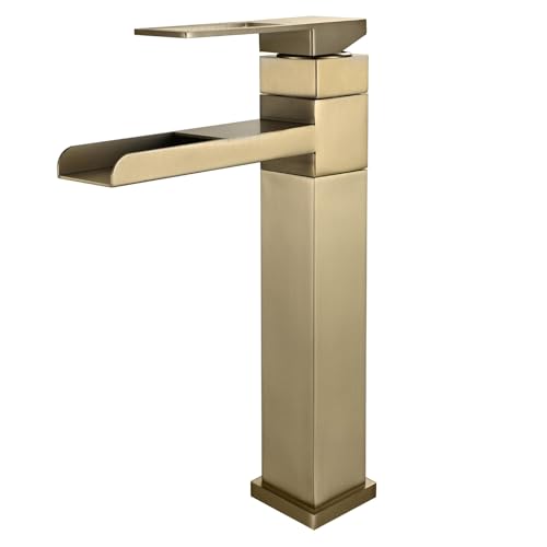YCVAWEOD Schwarzer Edelstahl Wasserfall Badezimmerbeckenmischer Tap Einerhebel hoher Wasserhahn LWX von YCVAWEOD
