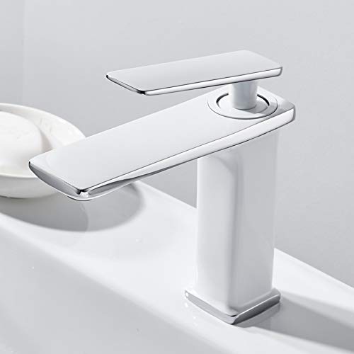 Schwarzweißes Messing Badezimmer -Becken Wasserhahnmixer Haken Deck montiert heiß und kaltem Mixer Crane Basin Wasserhahn goldene Hähne LWX Schwarzweißes Messing Badezimmer -Becken Wasserhahnmixer Haken Deck montiert heiß und kaltem Mixer Crane Basin Wasserhahn goldene Hähne LWX von YCVAWEOD