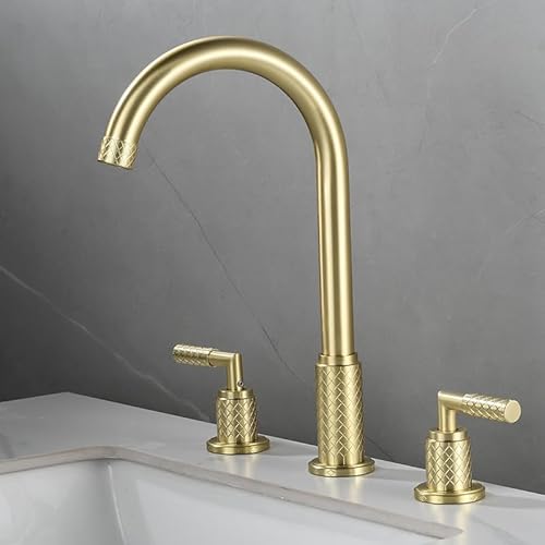 Split Drei-Loch-Basin-Wasserhahn rotatierbarer Waschbecken Badezimmerschrank Wasserhahn, silberne große Bucht LWX von YCVAWEOD