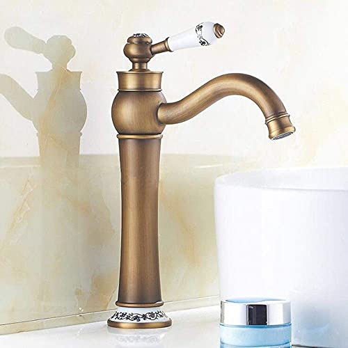Spülbecken klopfen Wasserhähne Europäischer Stil Messing Dicker Dicker Haken blau und weiße Porzellan Antikes Wasserkalt Wärme Drehung Wasserhahn: Wasserhahn: LWX von YCVAWEOD