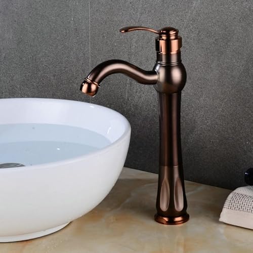 Standtop-Basin-Mixer-Mixer-Tap, Roségold, Einzellochmixer, verchromt plattiert LWX von YCVAWEOD
