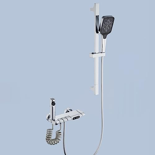 Thermostatische Duschmischer -Badmixer Wasserhähne mit Dusche 3 Modi Duschbefestigung für Badezähnen mit Sprühgerät Weiß LWX von YCVAWEOD