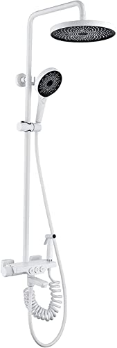 Thermostatische Duschsystem Wandmontierte Duscharmaturen Set mit Duschkopf Duschschlauch Dusch Set Badezimmer mit Badfüller und Handdusche Regenmixer Dusche Combo Set, weißes Interessantes Leben LWX Thermostatische Duschsystem Wandmontierte Duscharmaturen Set mit Duschkopf Duschschlauch Dusch Set Badezimmer mit Badfüller und Handdusche Regenmixer Dusche Combo Set, weißes Interessantes Leben LWX von YCVAWEOD