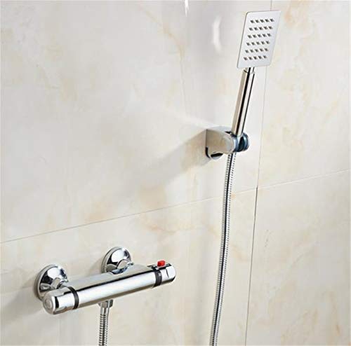 Thermostatischer Badarmatur mit Hand Duschwand montiert Badewanne Wasserhähnen Bad Dusche Wasserhahn verchromt heiß und kalt Wassermischhahn, Duschset a LWX von YCVAWEOD