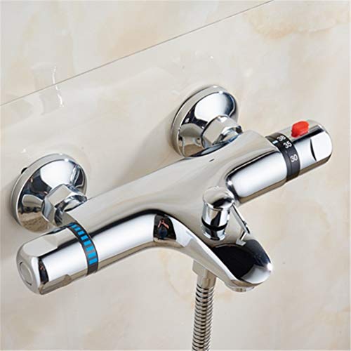 Thermostatischer Badarmatur mit Hand Duschwand montiert Badewanne Wasserhähnen Bad Dusche Wasserhahn verchromt heiß und kalt Wassermischhahn, Duschset a LWX von YCVAWEOD