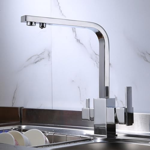 Three -Wege -Wasserfilter -Kitchen -Spüle Kitchen Mixer Taps 1 Loch Schwenk 3 in1 Küchenmischer Hahn mit trink gefiltertem Wasser Chrom, LWX Three -Wege -Wasserfilter -Kitchen -Spüle Kitchen Mixer Taps 1 Loch Schwenk 3 in1 Küchenmischer Hahn mit trink gefiltertem Wasser Chrom, LWX von YCVAWEOD