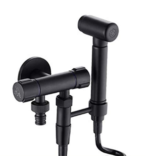 Toilette Bidet Wasserhähnen schwarzes Messing Single kalte Badezimmer Toilette Dusche Blasengefühle Sprühpistole Waschmaschine Wasserhahn Muslim Toilette Shattaf, Set 2 LWX von YCVAWEOD