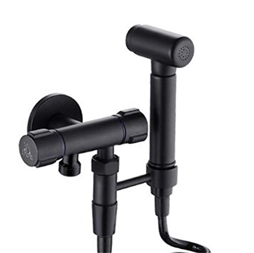 Toilette Bidet Wasserhähnen schwarzes Messing Single kalte Badezimmer Toilette Dusche Blasengefühle Sprühpistole Waschmaschine Wasserhahn Muslim Toilette Shattaf, Set 2 LWX von YCVAWEOD
