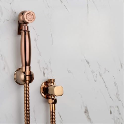 Toilette Shattaf Bidet Sprayer Roségold Solid Messing Dusche Kit Toilettenstrahl Hand gehaltener Sprühduschkopf Waschmaschine Tap Mixer Set Muslim Dusch Bidet, B Set LWX von YCVAWEOD