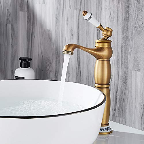 Traditioneller Chrom großer Badezimmerbeckenmixer -Hahn mit einzelnen Hebel antike Messing Finish Heißer und kaltes Wasserhahn für die Spüle Dekoration LWX Traditioneller Chrom großer Badezimmerbeckenmixer -Hahn mit einzelnen Hebel antike Messing Finish Heißer und kaltes Wasserhahn für die Spüle Dekoration LWX von YCVAWEOD