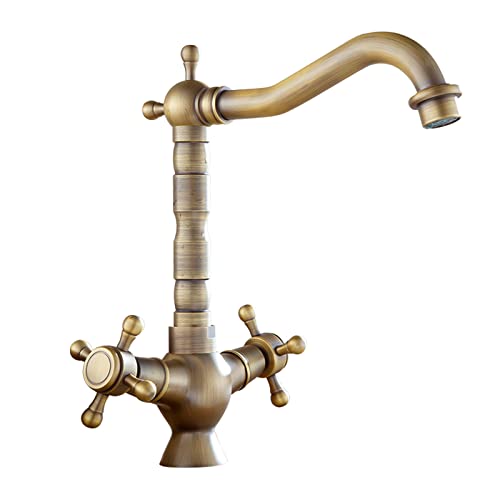 Traditioneller Küchenhahn, Küchenspüle Tap Antique Messing Küchenarmatur Küchenmischer Zapfteil LWX von YCVAWEOD