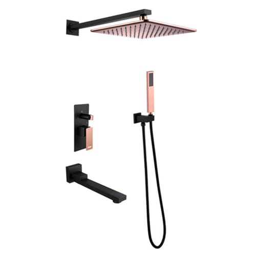 YCVAWEOD Verdeckter Duschmixer -Set 180 ° Schwung Bad Ausstrich 3 Modus Niederschlagsduschkit mit Handheld -Dusche, schwarz LWX YCVAWEOD Verdeckter Duschmixer -Set 180 ° Schwung Bad Ausstrich 3 Modus Niederschlagsduschkit mit Handheld -Dusche, schwarz LWX von YCVAWEOD