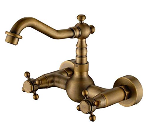 Vintage Antique Bronze Wandmontierte Küchenhahn mit Doppelgraden und 360 ° Rotation Retro -Wasserhahnmischer für Badewanne und Spüle klassisch LWX von YCVAWEOD