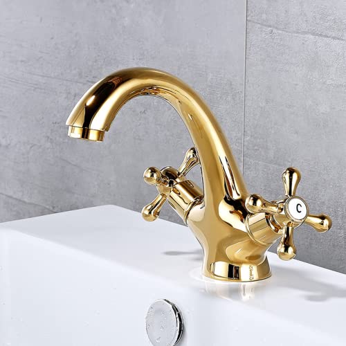 YCVAWEOD Vintage Doppelgriff Kontrollbadarmaturen Made Messing Bronze Küche Badezimmer Basin Mixer Tap LWX von YCVAWEOD