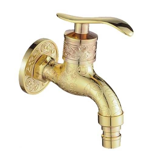 Vintage Outdoor Tippwand montiertes kaltes Wasserhahnausgang kann mit Wasserrohr geprägt werden, spitzspitze Griff für Garten, Zinklegierung G1/2, Rot und Kupfer LWX von YCVAWEOD