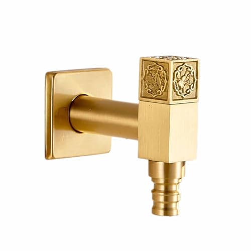 Vintage -Wasserhahn kaltes Wasserhahnwand montiert Gartenarmatur im Freien Der Wasserauslass kann mit einem externen Wasserrohr angeschlossen werden, der quadratisch geschnitztes Eingriff G1/2, Gold, von YCVAWEOD