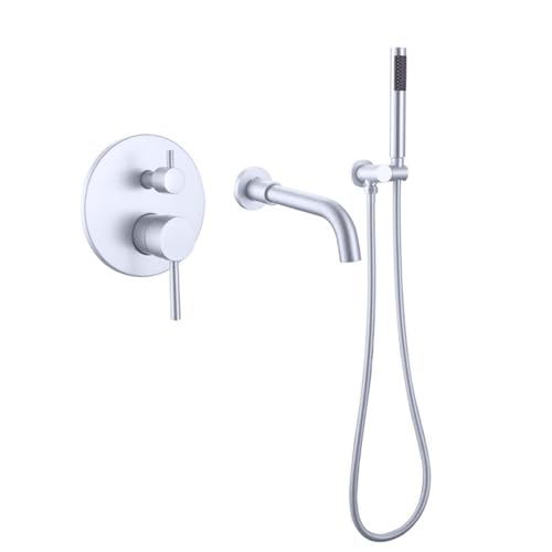 Wand montierte Duscharmaturen-Set, Bades Haken Chrom Duschmischer Wasserhacker Wall-Badewanne Mischmischhahn mit Duschkopf Duschaufsatz für den Mixer Hahn LWX von YCVAWEOD