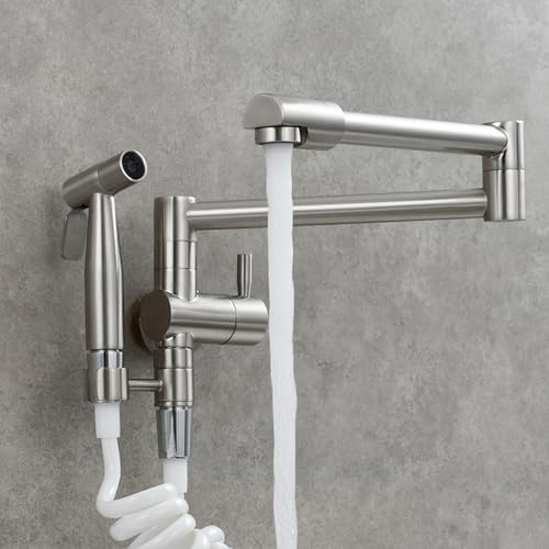 Wand montiertes kaltes Wasserhahn Messing Küche Tippwand mit Sprühpistole gefaltet-schwarz montiert LWX von YCVAWEOD