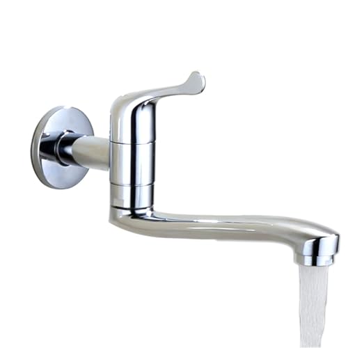Wandmontage Küchenspüle Klopfen 360 ° Rotation kaltes Wasser auf Single mit Verlängerung Rohr ein Griff G1/2 Chrom 18 cm LWX Wandmontage Küchenspüle Klopfen 360 ° Rotation kaltes Wasser auf Single mit Verlängerung Rohr ein Griff G1/2 Chrom 18 cm LWX von YCVAWEOD