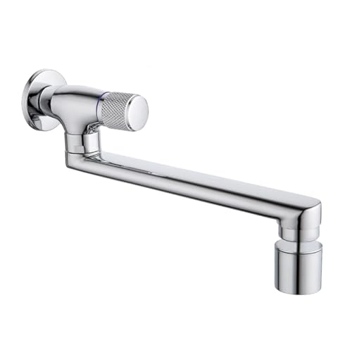 Wandmontage Küchenspüle TAP 180 ° Rotation Einer kaltes Tap 2 -Modus Ein -Griff eines Loch G1/2 Chrom 30 cm LWX von YCVAWEOD