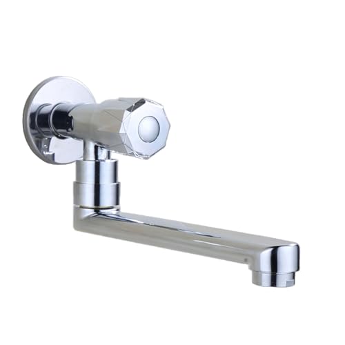 Wandmontage Küchenspüle Tap 180 ° Rotation Einkaltes Wasserhahn für Balkon Mop Pool Eingriff G1/2 Chrom 22 cm LWX von YCVAWEOD