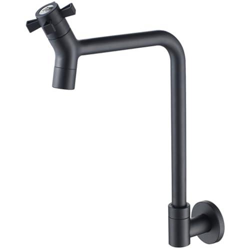 Wandmontage Küchenspüle Tap 360 ° Rotation Einer kaltes Mop -Pool -Hahn für Wäschespüle Kreuzgriff G1/2 Edelstahl gebürstete Farbe LWX von YCVAWEOD