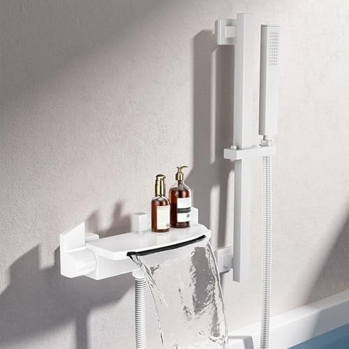 YCVAWEOD Wandmontierte Badmixer Leitungswasserfall Bad Duschmischer mit starrem Riser -Duschschienen -Kit schwarzer Badewanne Wasserhahn (schwarz) LWX von YCVAWEOD