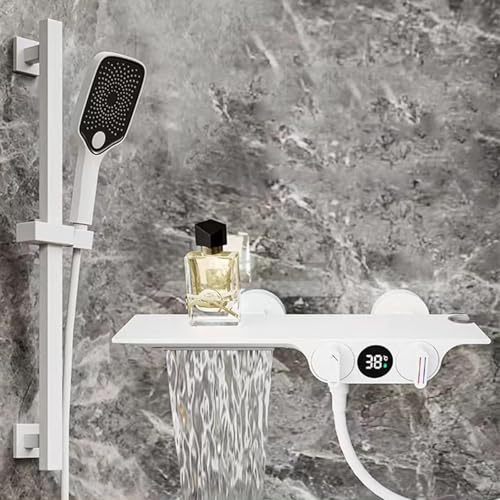 Wandmontierte Badmixer Tippgrau Wasserfall Badmixer Haken Duschschienen -Kit (Grau A) LWX von YCVAWEOD
