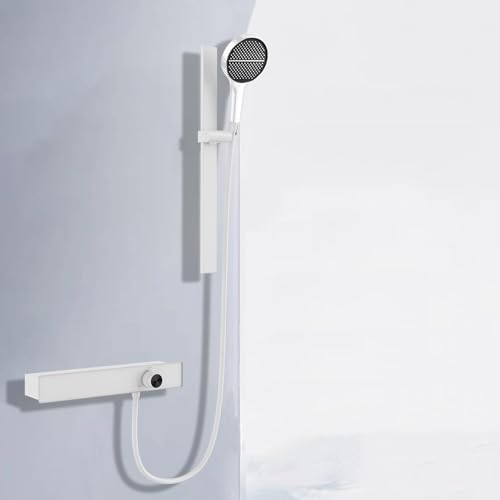 Wandmontierte Badmixer mit Duschenkopf Chrom Badewaterfallmischer Taps Mobilteil Riser Rail Kit (Chrom) LWX von YCVAWEOD