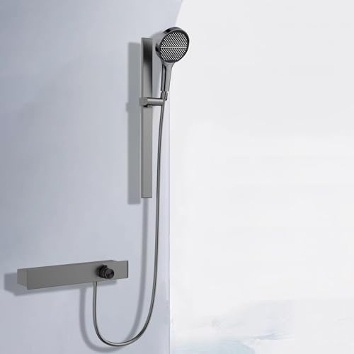 YCVAWEOD Wandmontierte Badmixer mit Duschenkopf Chrom Badewaterfallmischer Taps Mobilteil Riser Rail Kit (Chrom) LWX von YCVAWEOD