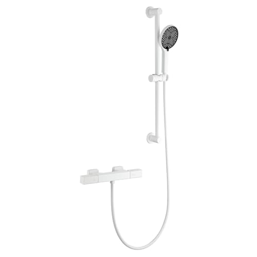 Wandmontierte Badmixer mit Duschkopf Wasserfall Bad Duschmischer Hahn mit starrem Riser -Duschschienen -Kit (grau) LWX von YCVAWEOD