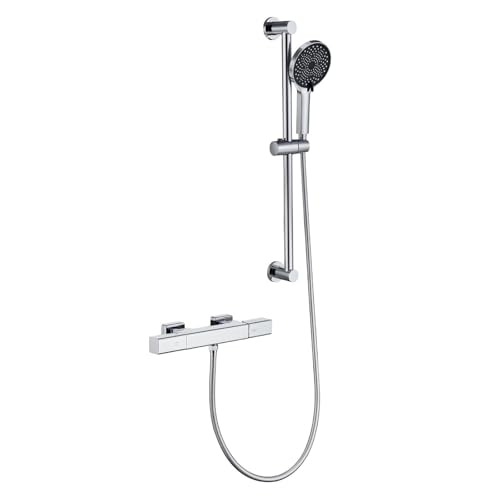 YCVAWEOD Wandmontierte Badmixer mit Duschkopf Wasserfall Bad Duschmischer Hahn mit starrem Riser -Duschschienen -Kit (grau) LWX von YCVAWEOD