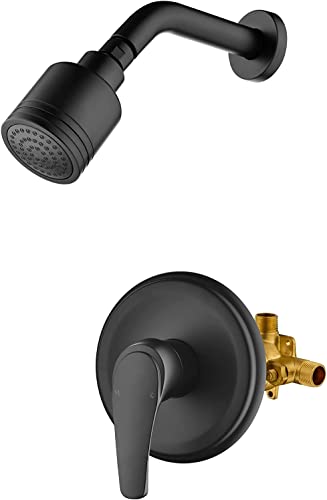 Wandmontierte Duscharmaturen -Set, Duschvorrichtungen Duschmischer, Einzelfunktion Duschverkleidungs -Kit -Druckausgleichsdusche mit Einzelspray abnehmbar, sauberer Duschkopf, Pinseldekoration (Blac Wandmontierte Duscharmaturen -Set, Duschvorrichtungen Duschmischer, Einzelfunktion Duschverkleidungs -Kit -Druckausgleichsdusche mit Einzelspray abnehmbar, sauberer Duschkopf, Pinseldekoration (Blac von YCVAWEOD