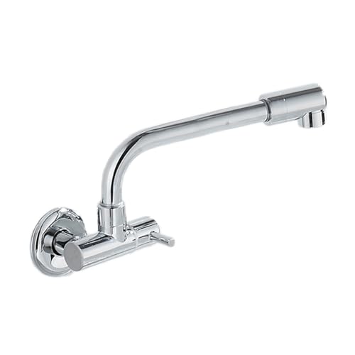 Wandmontierte Küchenarmatur 360 ° Rotation kaltes Wasserhahnwand für Mop Pool Wäscherei Waschbecken Balkon Eingang G1/2 Chrom 16 cm LWX von YCVAWEOD