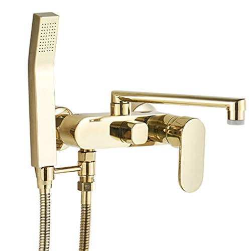 Wandmontierte Küchenarmatur mit Sprühgerät, Messing Duschspülen Wasserhahn golden, Küchenmischer -Hahn, 360 Rotation Küchenspüle Wasserhahn Eingriff LWX Wandmontierte Küchenarmatur mit Sprühgerät, Messing Duschspülen Wasserhahn golden, Küchenmischer -Hahn, 360 Rotation Küchenspüle Wasserhahn Eingriff LWX von YCVAWEOD