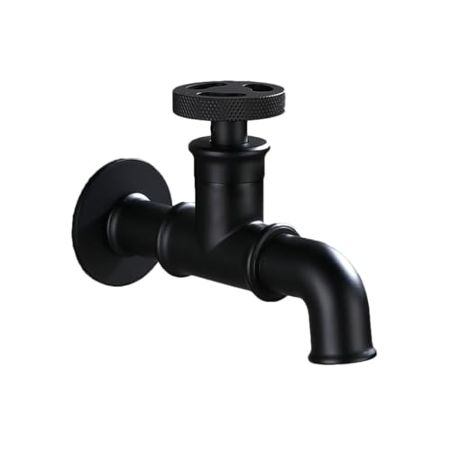 Wandmontierte Küchenhahn Tippen Sie auf ein kaltes Wasser Spüle Tap Eingriff für Wäschel Pool Balkon Badezimmer G1/2 Schwarz + rot LWX von YCVAWEOD