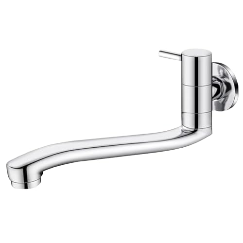 Wandmontierte Küchenspüle Haken Küchentipps mit langem Wirbelspüle Kaltwasserhahn Eingriff ein Griff ein kaltes Wasserbecken, Chromfarbe, 20 cm LWX von YCVAWEOD