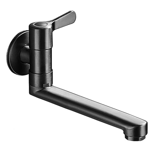 Wandmontierte Küchenspüle Haken gebürstete Messing Küche Klotz 180 ° Drehung Wasserfall Küche Tap Einer kaltes Wasser Haken für Küchenspüle Becken, Grau, 18 cm LWX von YCVAWEOD